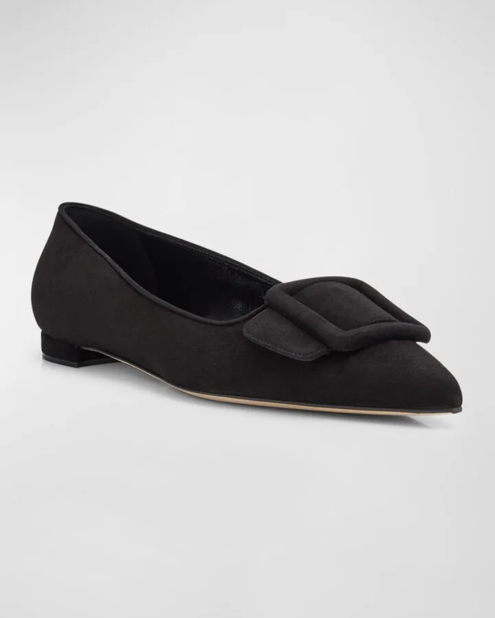Maysale Suede Buckle Ballerina Flats - Image 7