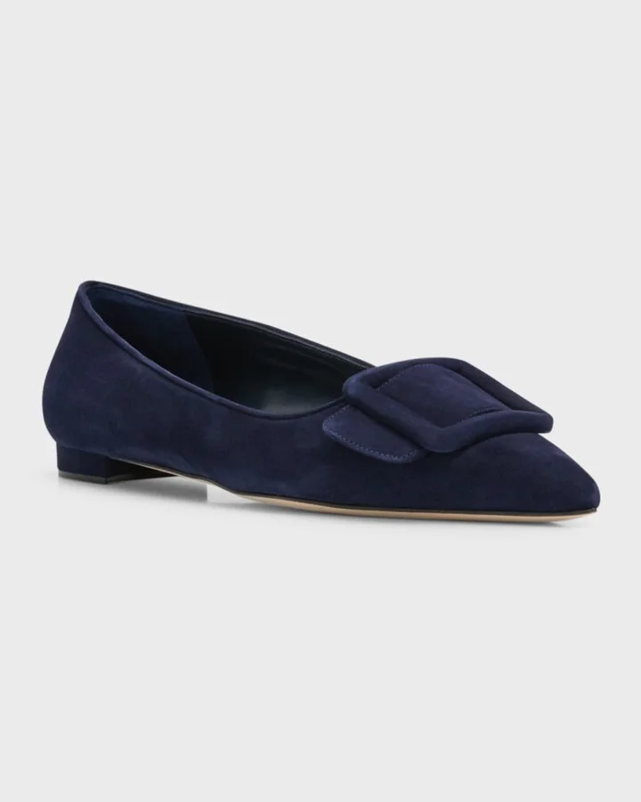 Maysale Suede Buckle Ballerina Flats - Image 11