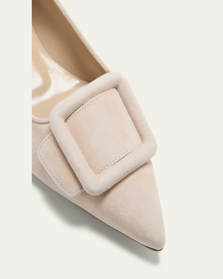 Maysale Suede Buckle Ballerina Flats - Image 2