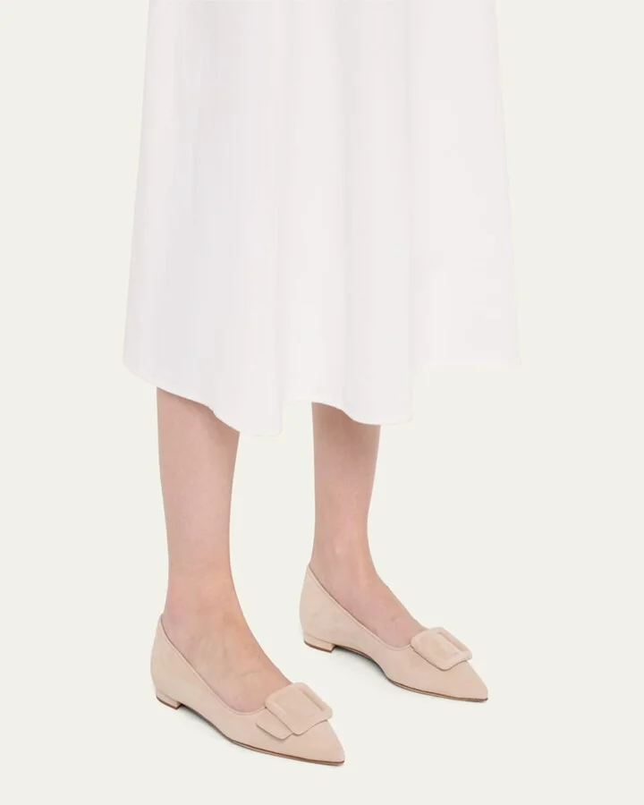 Maysale Suede Buckle Ballerina Flats - Image 4