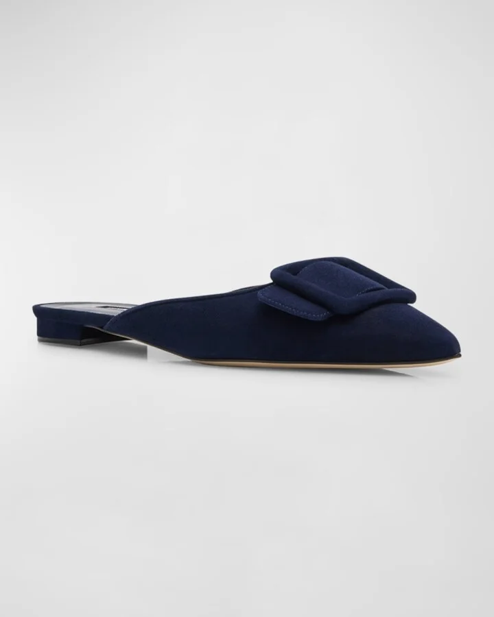 Maysale Suede Buckle Ballerina Mules - Image 8