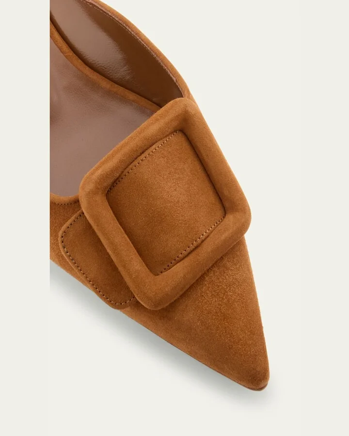Maysale Suede Buckle Ballerina Mules - Image 3