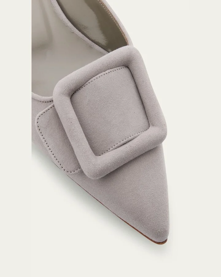 Maysale Suede Buckle Ballerina Mules - Image 9