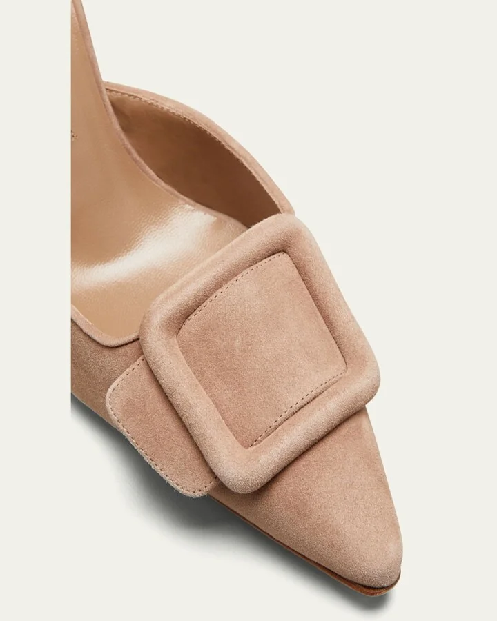 Maysale Suede Buckle Mid-Heel 70mm Mules - Image 3