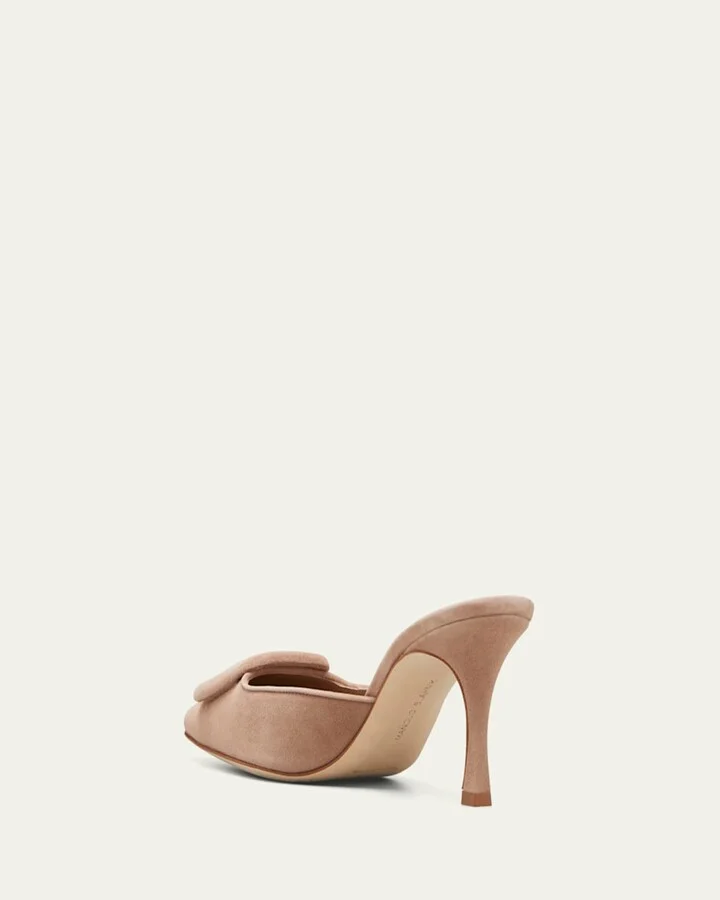 Maysale Suede Buckle Mid-Heel 70mm Mules - Image 5