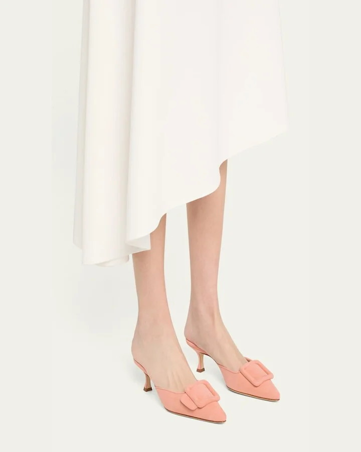 Maysale Suede Buckle Mules - Image 2