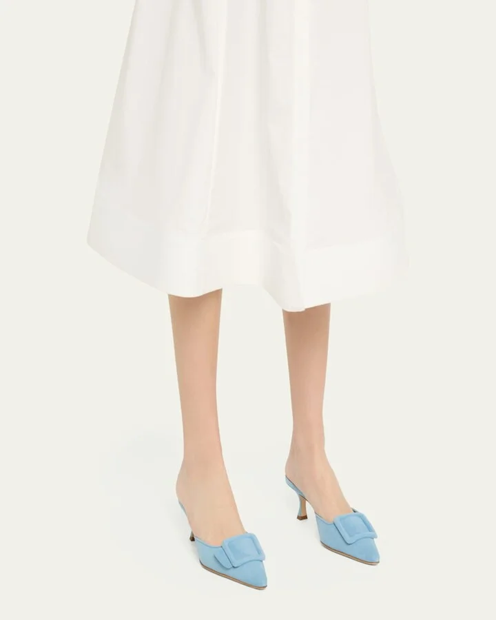 Maysale Suede Buckle Mules - Image 3