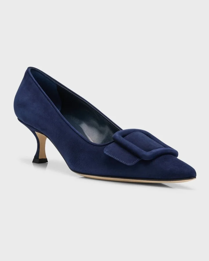 Maysale Suede Buckle Pumps - Image 8