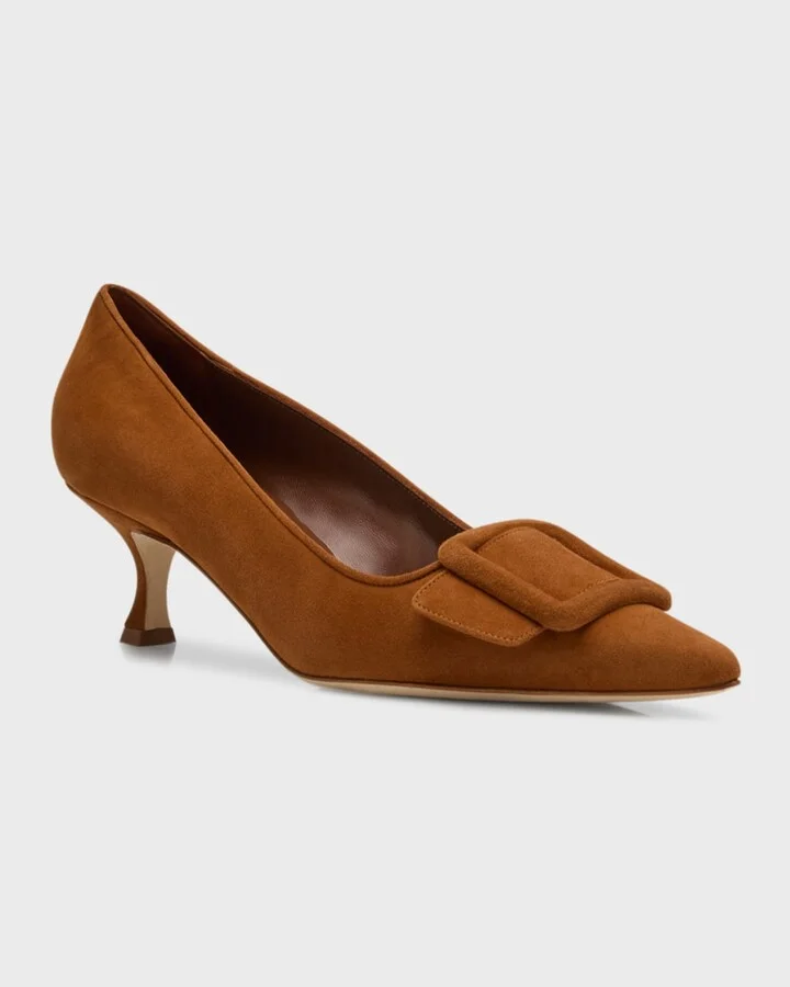 Maysale Suede Buckle Pumps - Image 4