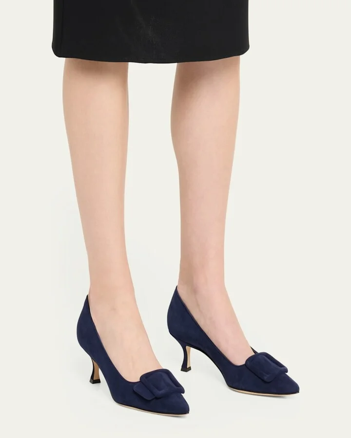 Maysale Suede Buckle Pumps - Image 3