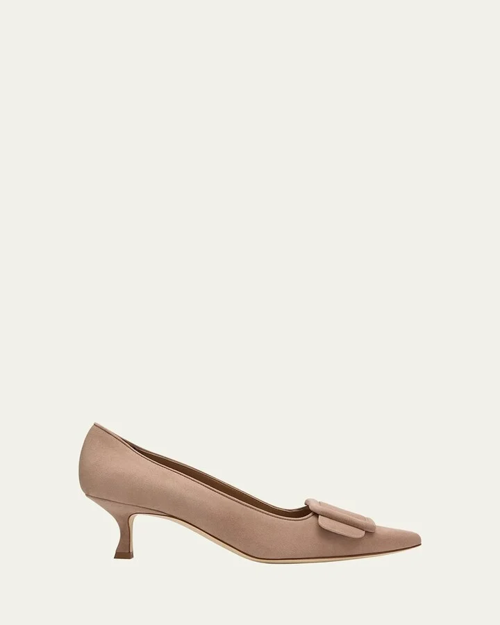Maysale Suede Buckle Pumps