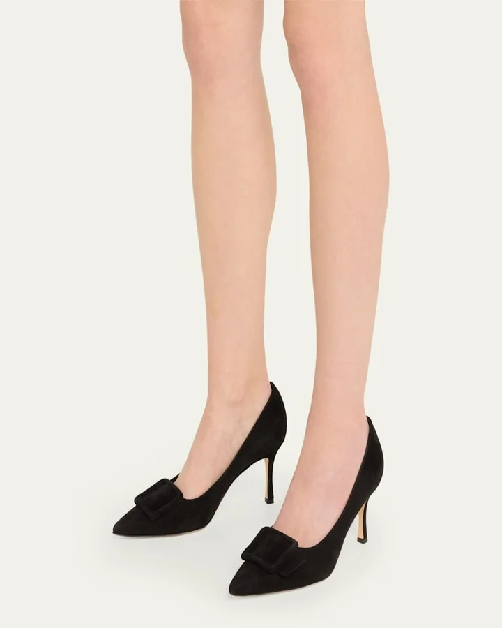 Maysale Suede Pointed-Toe Buckle Pumps - Image 3