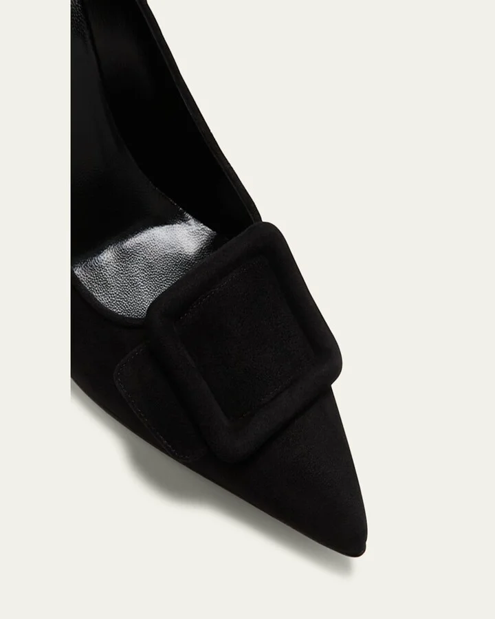 Maysale Suede Pointed-Toe Buckle Pumps - Image 5