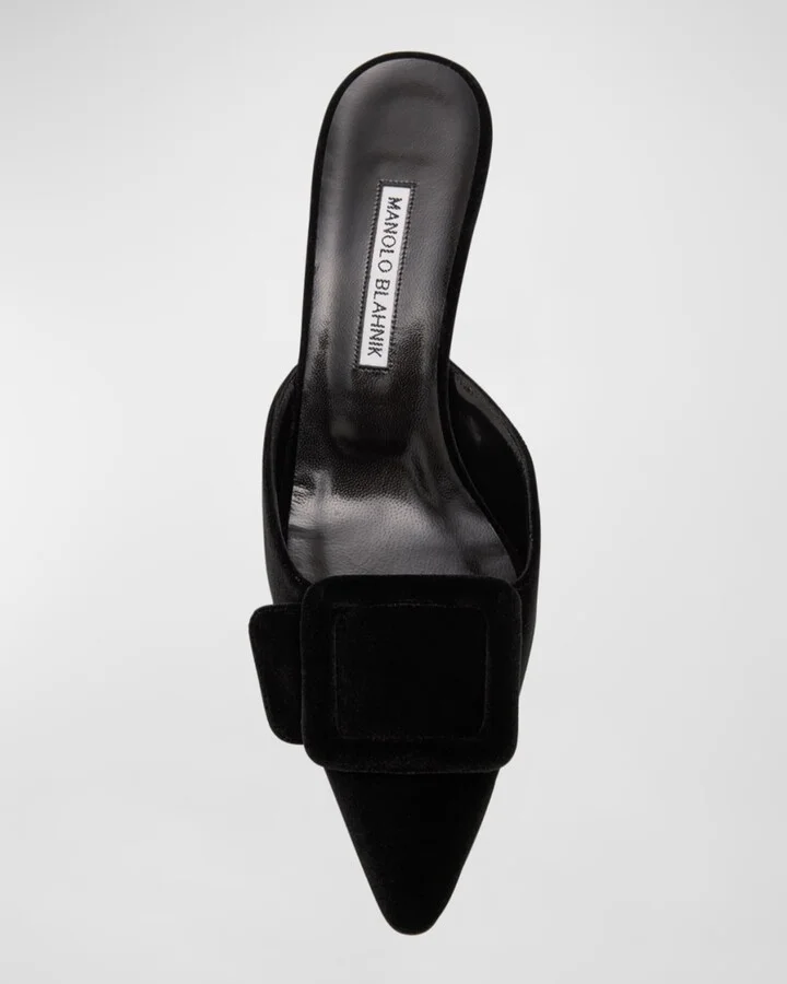 Maysale Velvet Buckle Mule Pumps - Image 2