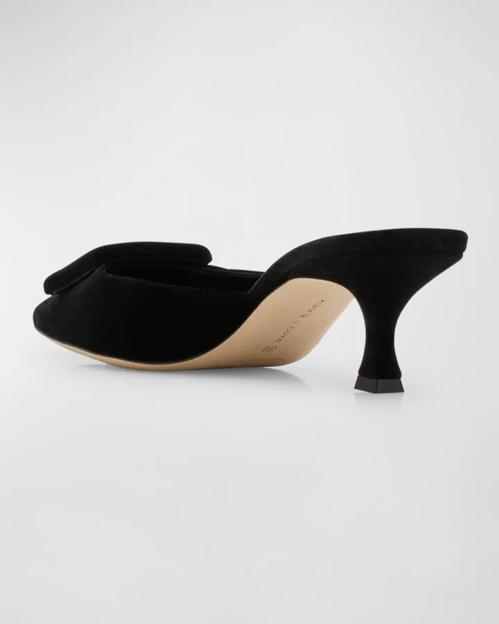 Maysale Velvet Buckle Mule Pumps - Image 4