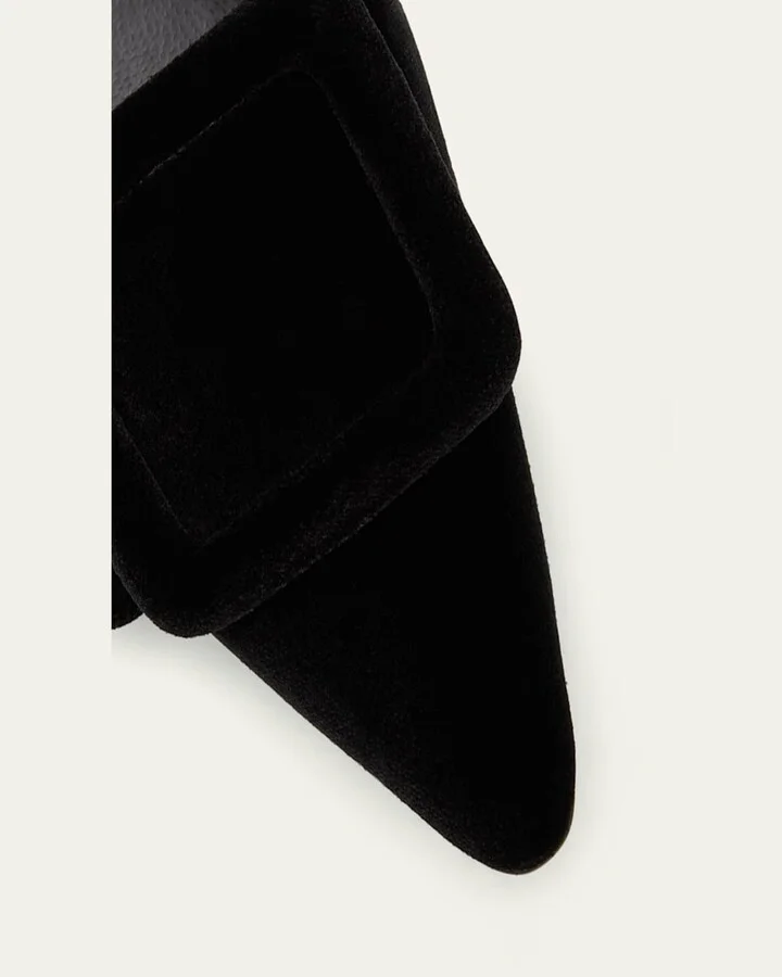 Maysale Velvet Buckle Mule Pumps - Image 2