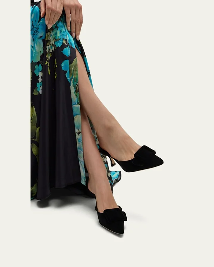 Maysale Velvet Buckle Mule Pumps - Image 3