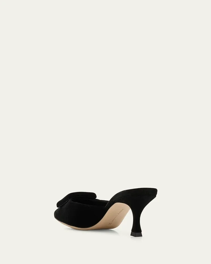 Maysale Velvet Buckle Mule Pumps - Image 4