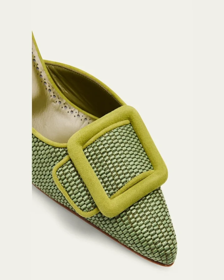 Maysale Woven Buckle Mule Pumps - Image 4