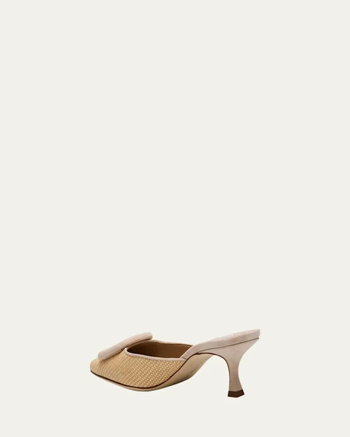 Maysale Woven Buckle Mule Pumps - Image 7