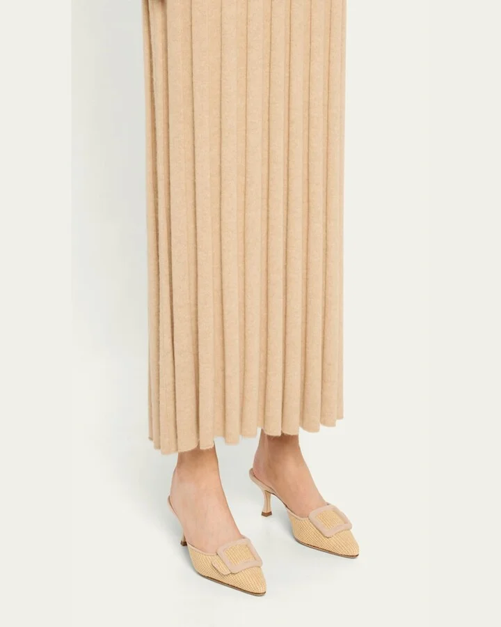 Maysale Woven Buckle Mule Pumps - Image 8