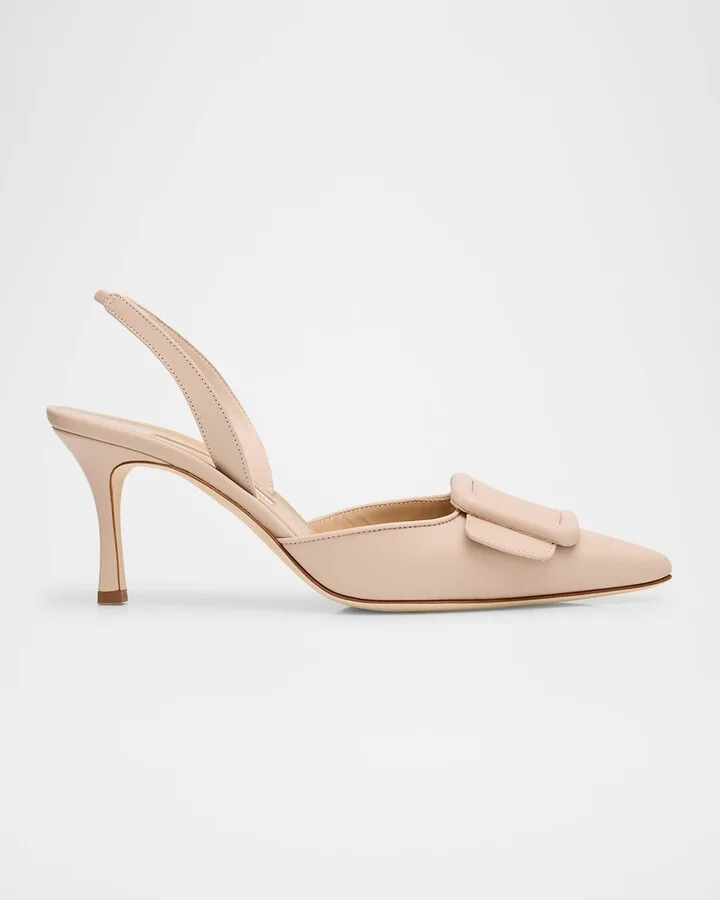 Maysli Leather Buckle Halter Pumps