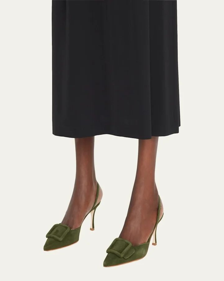 Maysli Suede Bow Slingback Pumps - Image 4