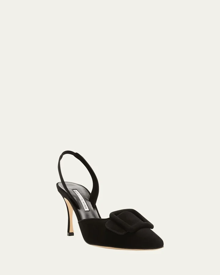 Maysli Suede Buckle Halter Pumps - Image 4