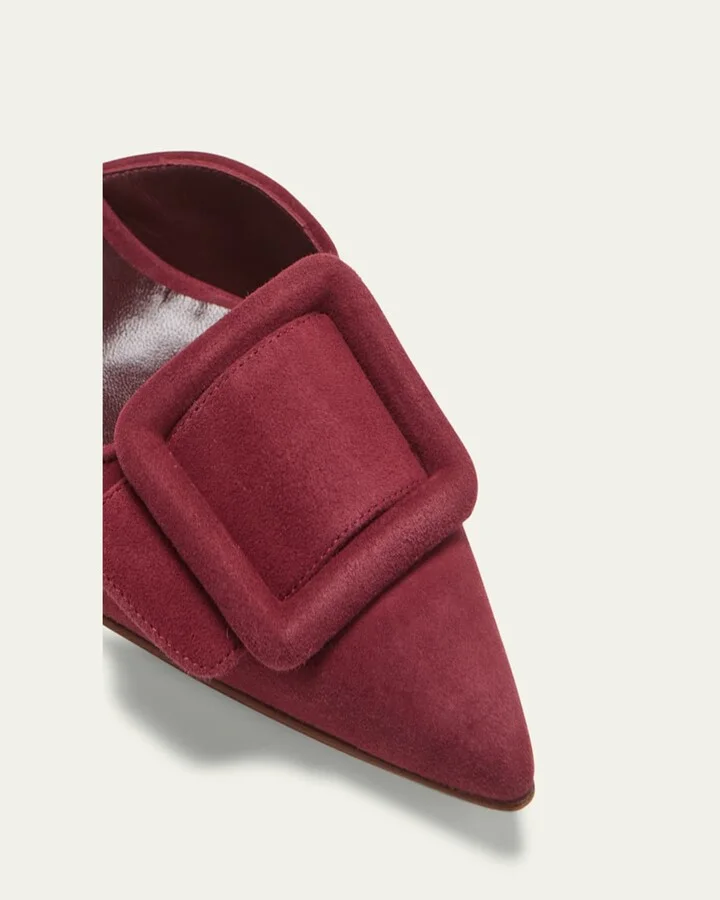 Maysli Suede Buckle Halter Pumps - Image 7