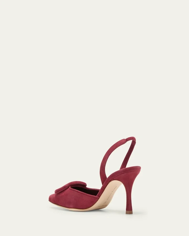 Maysli Suede Buckle Halter Pumps - Image 9