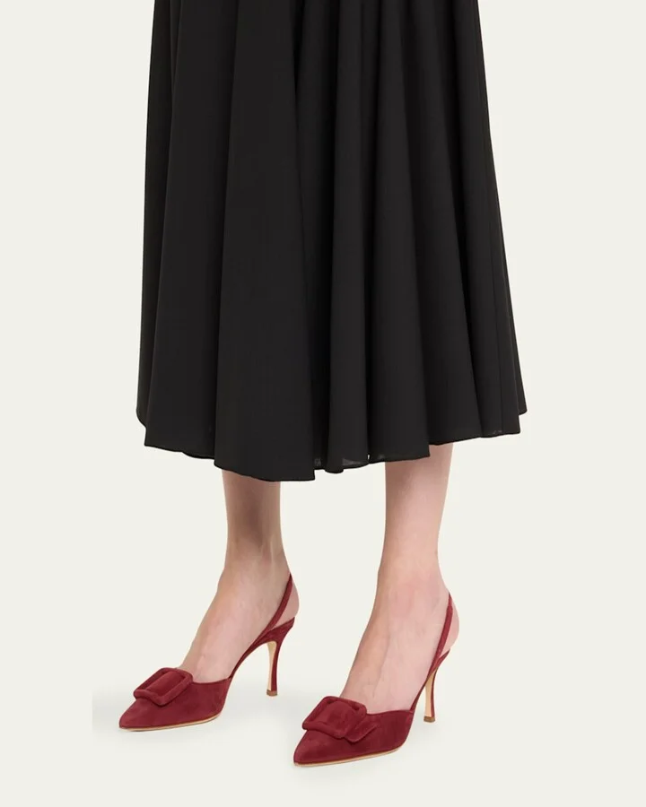 Maysli Suede Buckle Halter Pumps - Image 10