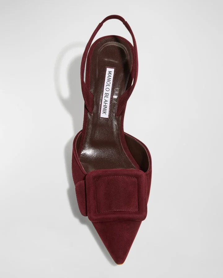 Maysli Suede Buckle Halter Pumps - Image 3
