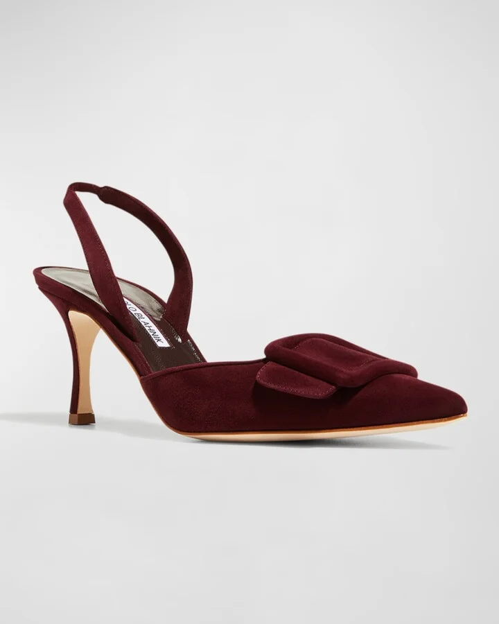 Maysli Suede Buckle Halter Pumps - Image 4