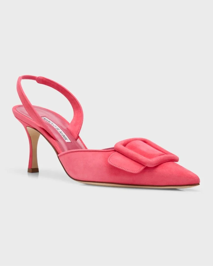 Maysli Suede Buckle Halter Pumps - Image 2