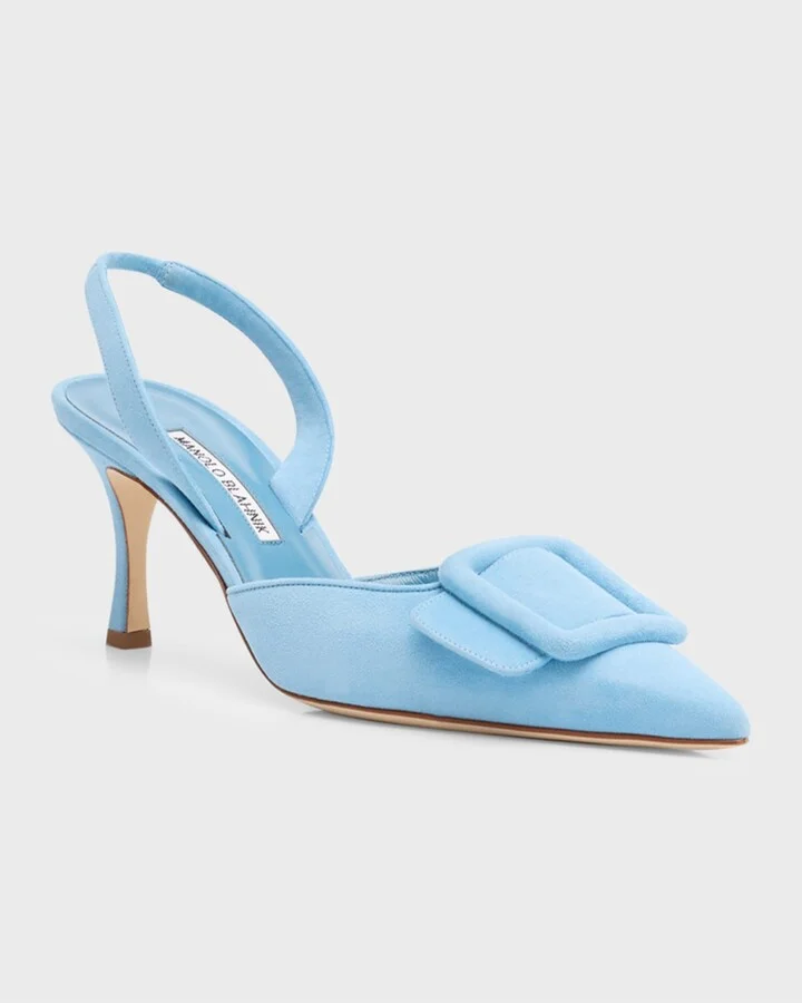 Maysli Suede Buckle Halter Pumps - Image 5