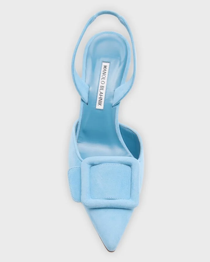 Maysli Suede Buckle Halter Pumps - Image 7