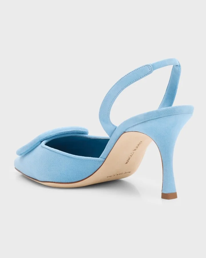 Maysli Suede Buckle Halter Pumps - Image 8