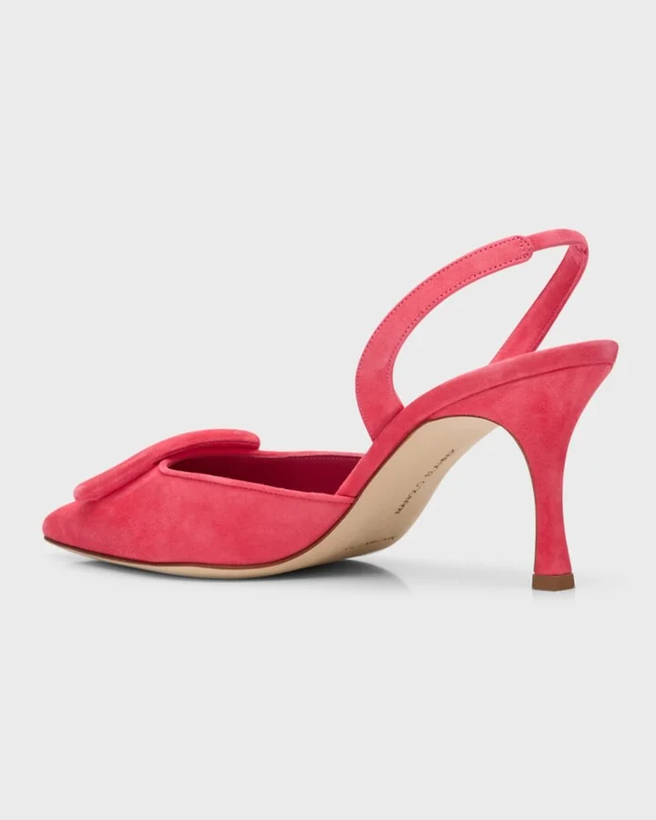 Maysli Suede Buckle Halter Pumps - Image 10
