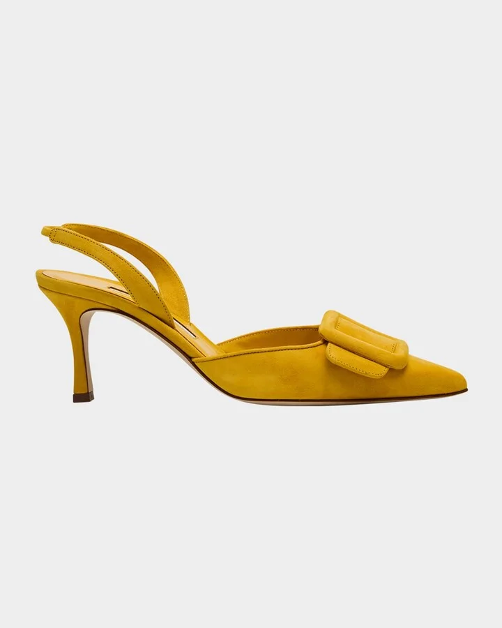 Maysli Suede Buckle Halter Pumps