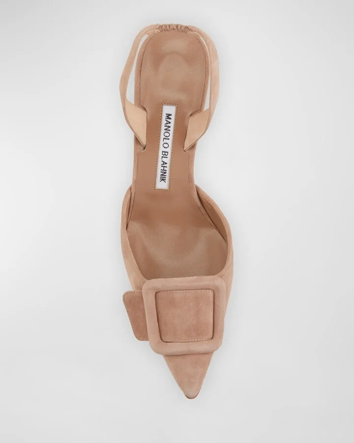 Maysli Suede Buckle Slingback Pumps - Image 4