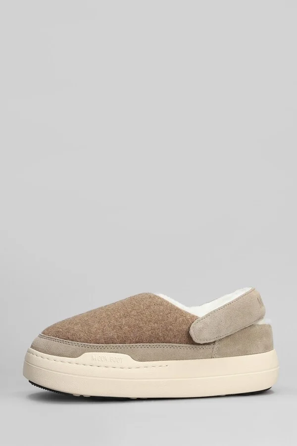 Mb Park Clog Slipper-mule In Beige Leather And Fabric - Image 3