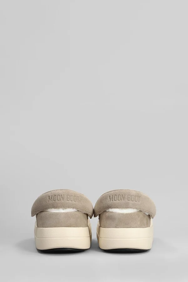 Mb Park Clog Slipper-mule In Beige Leather And Fabric - Image 4