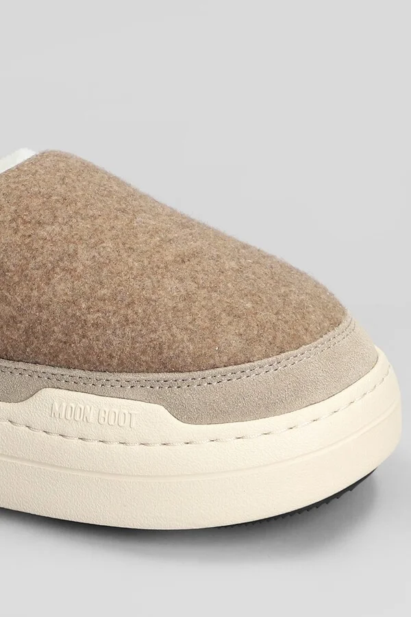 Mb Park Clog Slipper-mule In Beige Leather And Fabric - Image 5