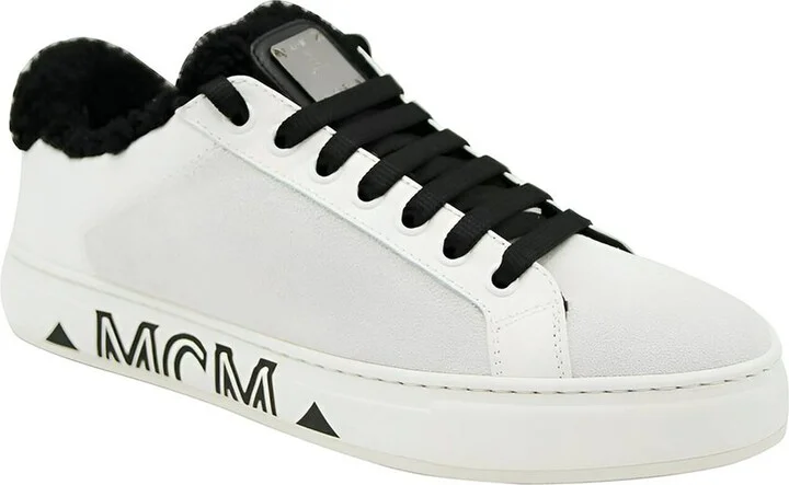 Mcm Canvas & Shearling Sneaker