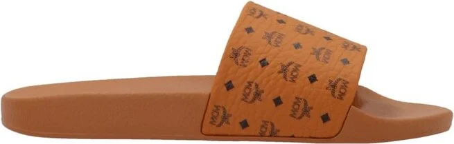 MCM Logo-Printed Slip-On Sandals
