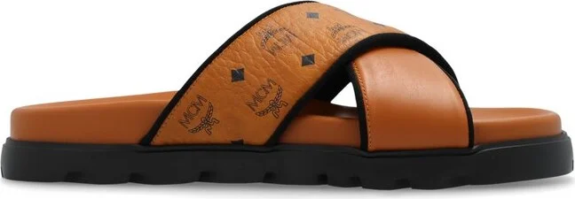 MCM Monogram Printed Cross Slippers