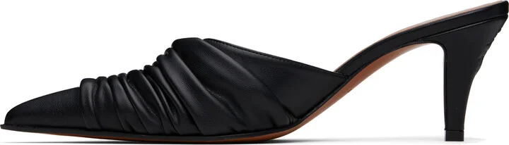 McQueen Black Birdee Ruched Mules - Image 3