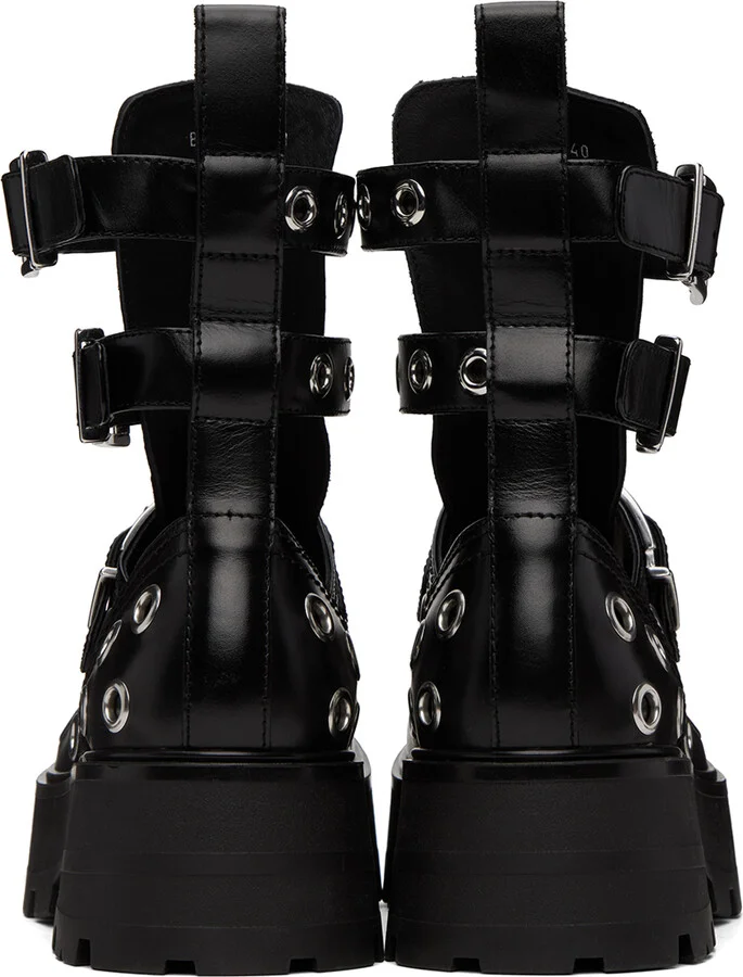 McQueen Black Eyelet Boots - Image 2