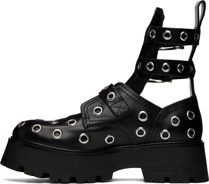 McQueen Black Eyelet Boots - Image 3