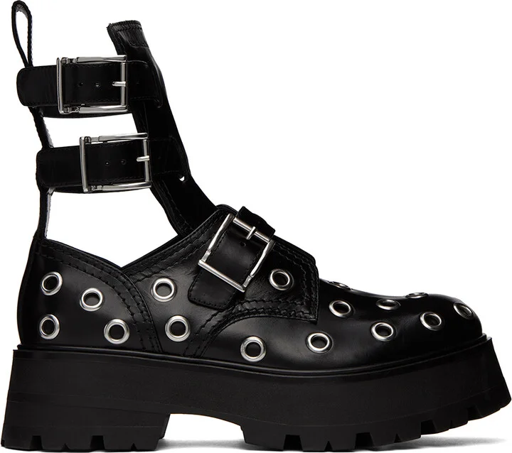 McQueen Black Eyelet Boots
